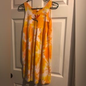 - - Size 10 girls , yellow tie dye with tropical accent , beach, vacation …